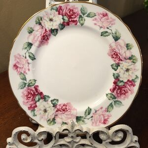 Crown Staffordshire Trinity Rose Dessert Plate England Bone China 1950s Spring